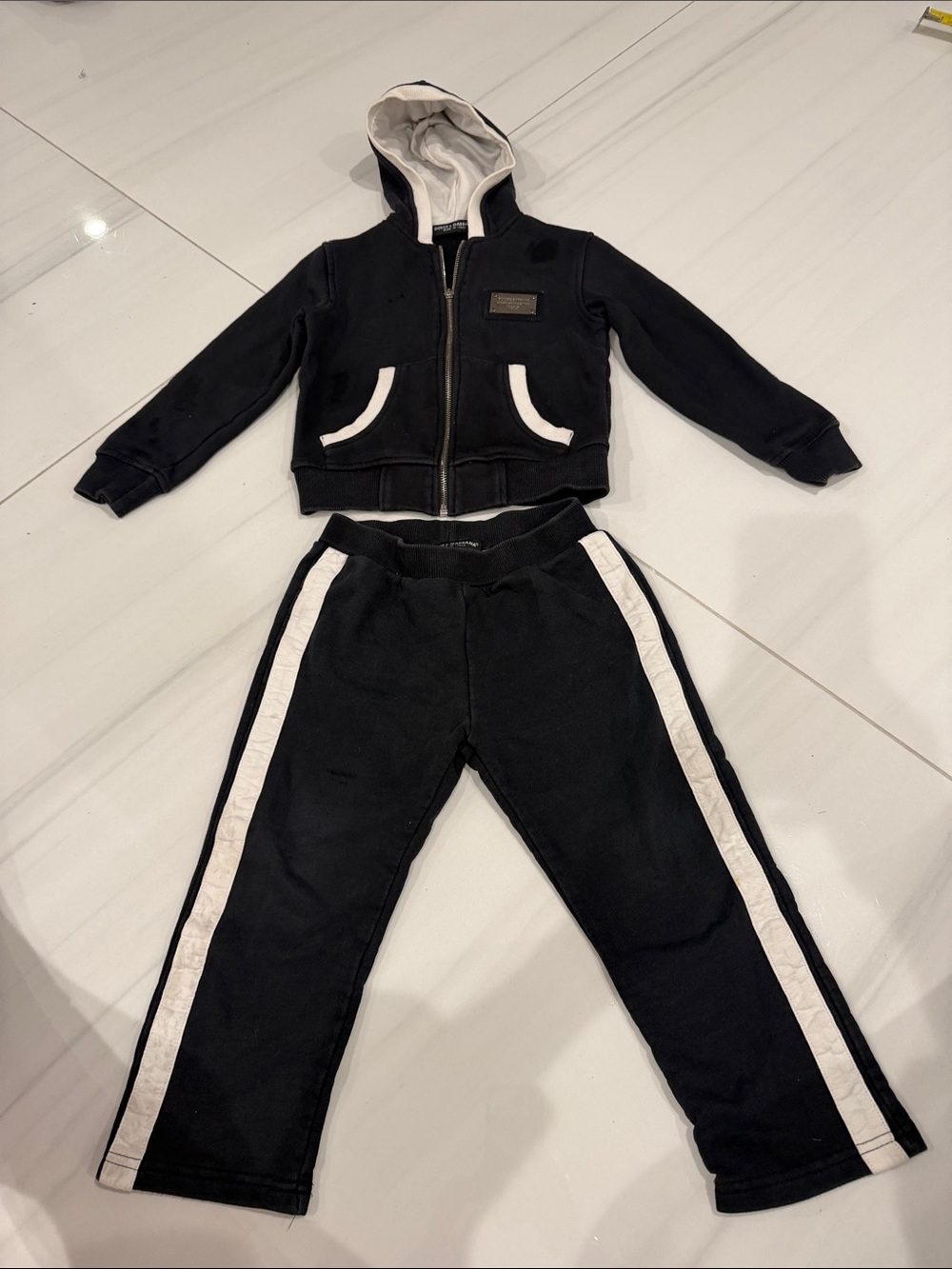Dolce & Gabbana Black and White Kids Sweatpants & Hooded Jacket Set